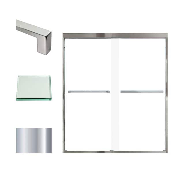 Transolid Frederick 59 in. W x 70 in. H Sliding Semi-Frameless Shower Door in Polished Chrome with Clear Glass