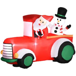 5 ft. LED Animatronic Santa Claus Driving a Car with Snowman Inflatable Halloween