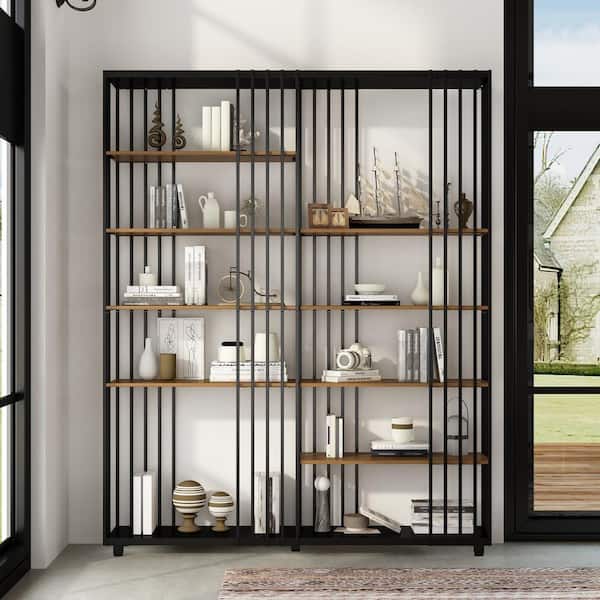 Homfa Standard Bookshelf Bookcase, 6 Tier Tall Bookshelf, Display Shelves  Standing Cube Organizer for Living Room, Dark Oak 