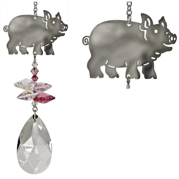 WOODSTOCK CHIMES Woodstock Rainbow Makers Collection, Crystal Fantasy, 4.5 in. Pig Crystal Suncatcher