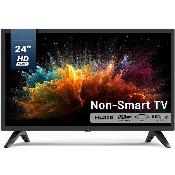 24-Inch HD LED Flat Screen Monitor with Dolby Audio Multiple Connections Dual Channel Speakers Compact Design