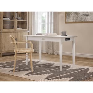 Shaker 48 in. White Desk with Drawer Writing Desk with Charging Station