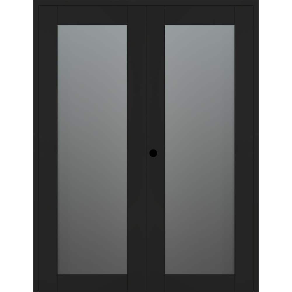 Vona 207 3680 in. Right Active Full Lite Frosted Glass Black Matte Wood Composite Double Prehung Interior Door price history on PriceWatchPro