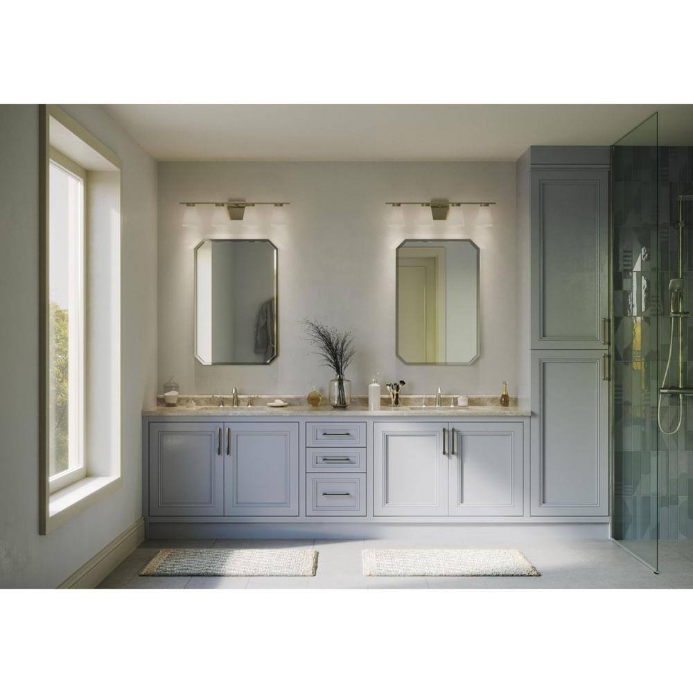 Tanner Brushed Nickel 4-Light Vanity with Etched Glass Shades