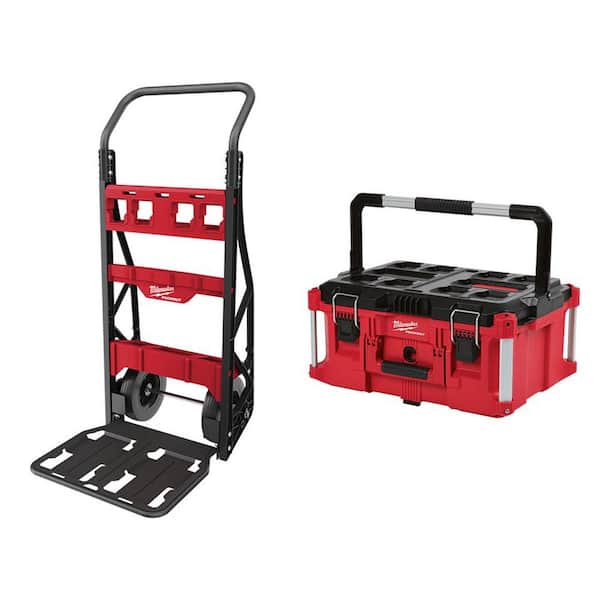 Milwaukee PACKOUT 20 in. 2-Wheel Utility Cart with Large Tool Box (2-Piece)