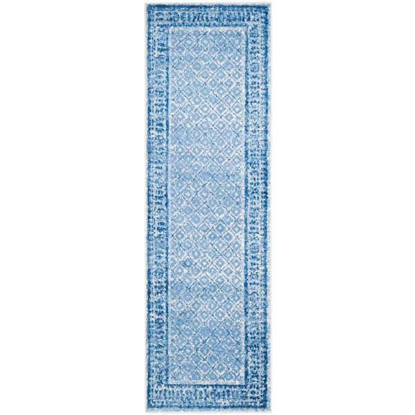 SAFAVIEH Adirondack Silver/Blue 3 ft. x 12 ft. Border Runner Rug