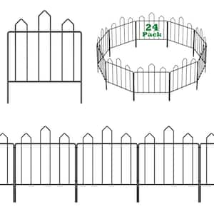 25 ft. L x 17 in. H Black Metal Decorative Garden Fence Total, Fence Panel No Dig Garden Edging Border (24-Pack)