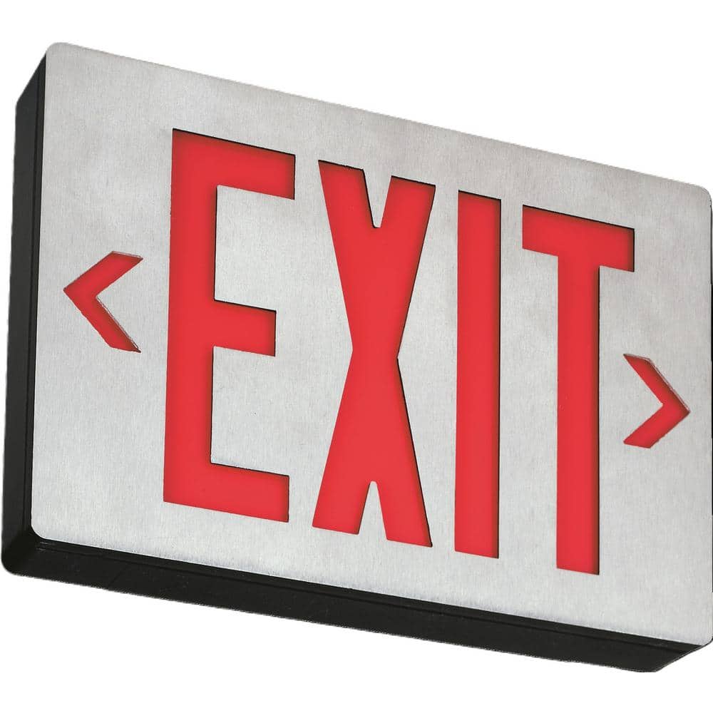Silver Aluminum LED Emergency Exit Sign with Red Letters
