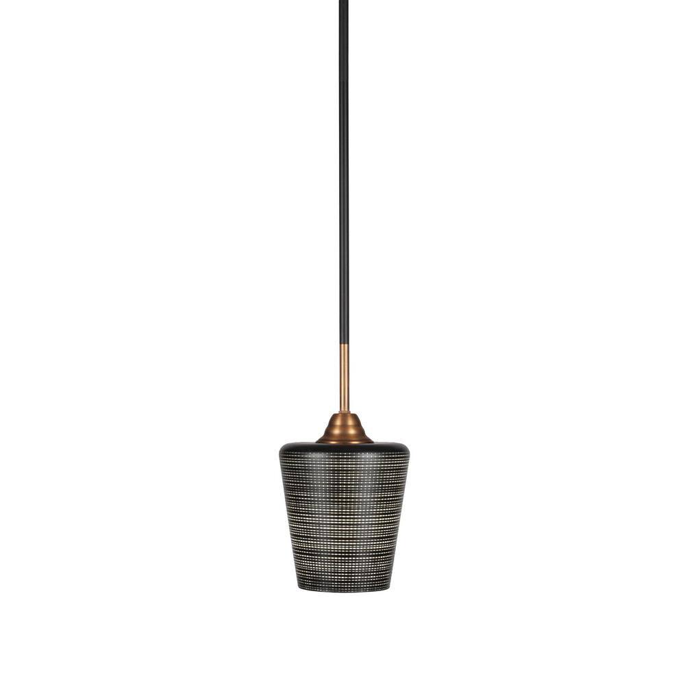 Madison 100Watt 1Light Matte Black & Brass Shaded Pendant Light with