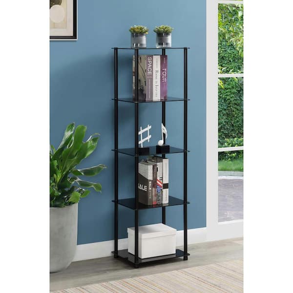 Convenience Concepts Designs2Go 61.25 in. Black Glass 5 Shelf Accent Bookcase