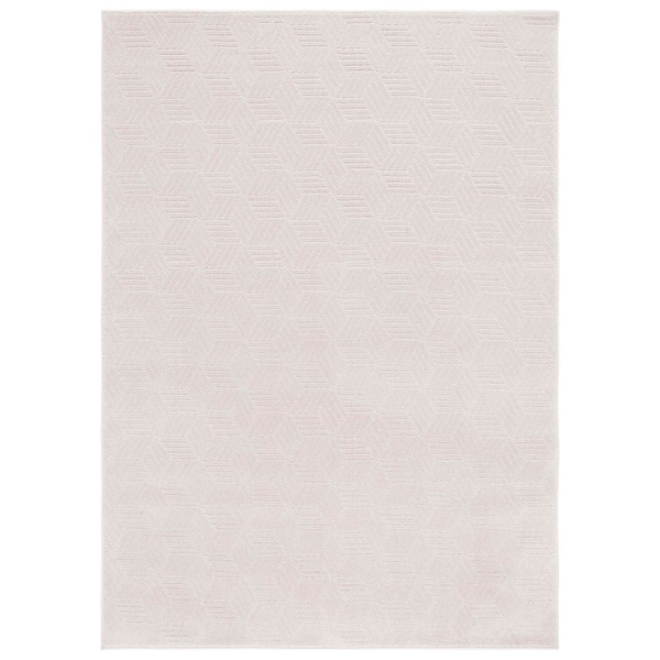 Pattern And Solid 5 ft. x 8 ft. Ivory Solid Cubed Area Rug