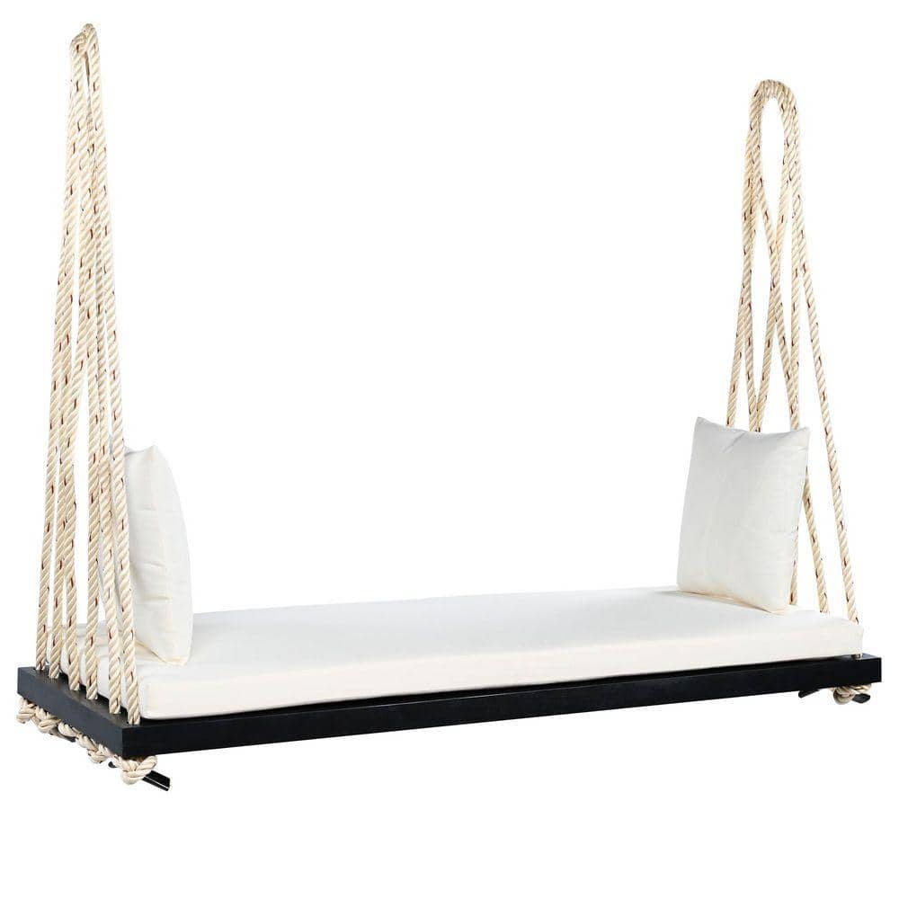 Zeus & Ruta 2 Person Acacia Wood Porch Swing,Hanging Swing Chair with ...