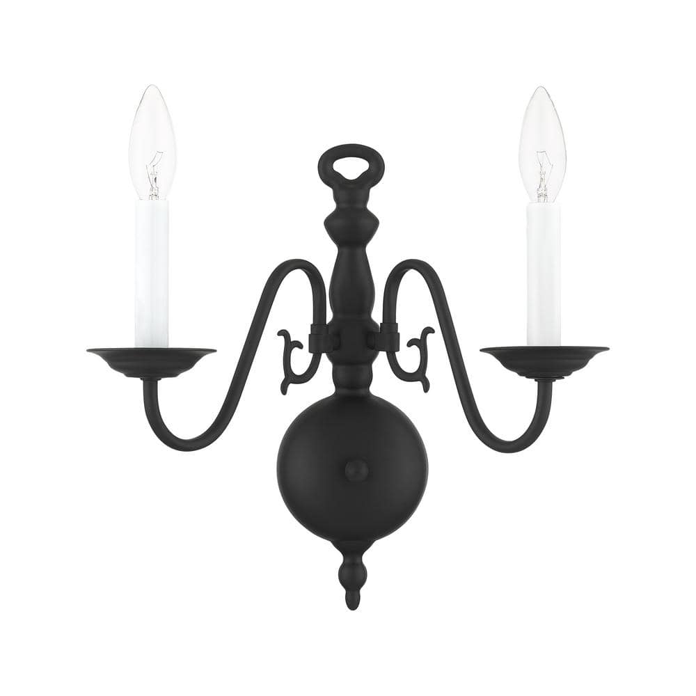 Williamsburgh Black Steel 2-Light Colonial Wall Sconce