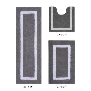 Home Dynamix 32-in x 20-in Gray Microfiber Bath Mat in the