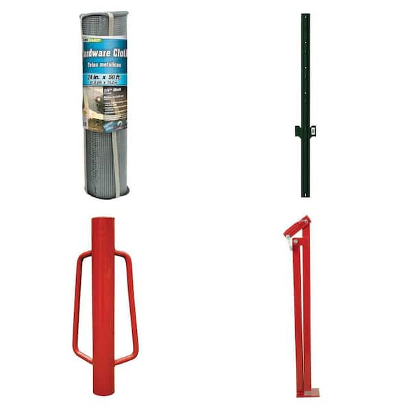 1/4 in. Mesh Hardware Cloth, 3 ft. U-Post, Post Driver, T-Post Puller Combo