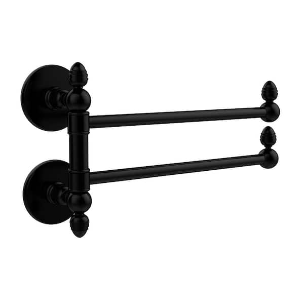 Allied Brass Prestige Skyline Collection 2 Swing Arm Towel Rail in Matte Black