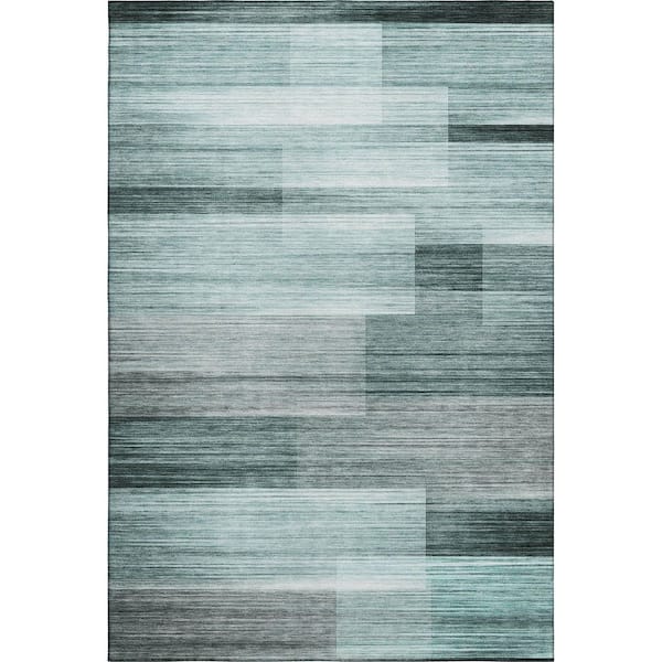 Mayfield Premium Machine Washable Abstract AMF2082 Teal 9 ft. x 12 ft. Area Rug