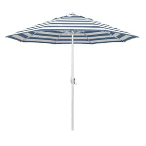 9 ft. Matted White Aluminum Market Patio Umbrella Auto Tilt in Cabana Regatta Sunbrella