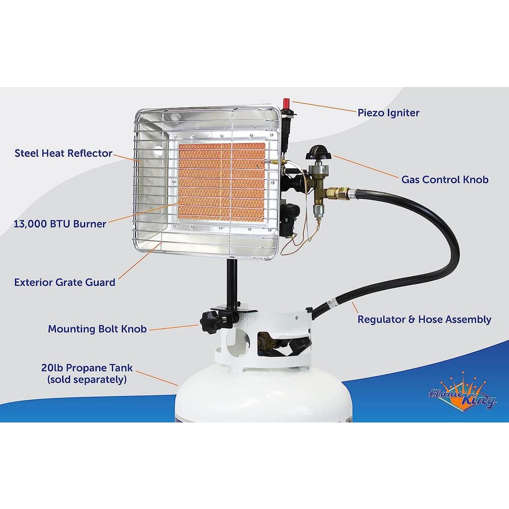 Compact Silver Steel Propane Tank Top Heater with Safety Shutoff