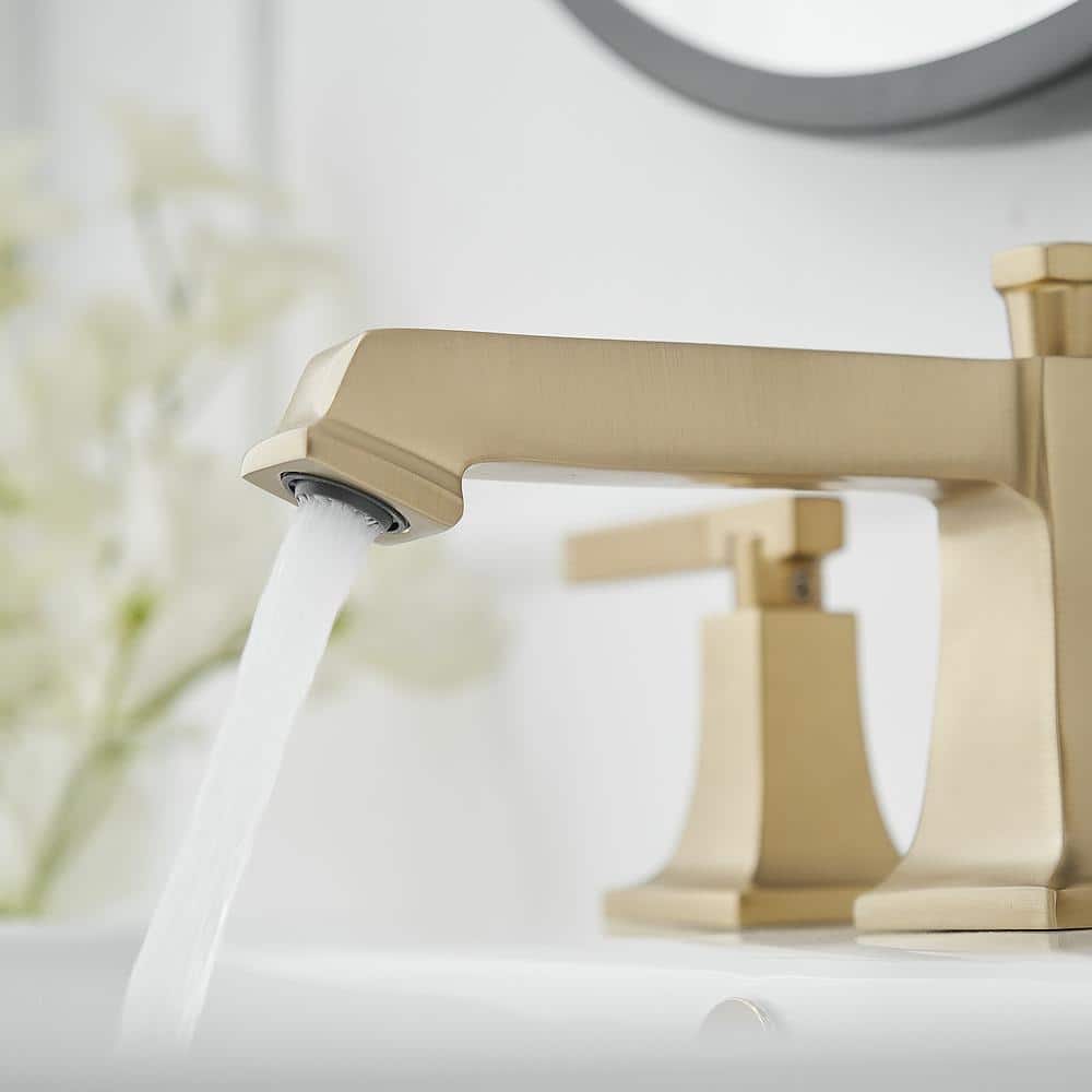 Brushed Gold 2-Handle Widespread Bathroom Faucet with Drain Assembly