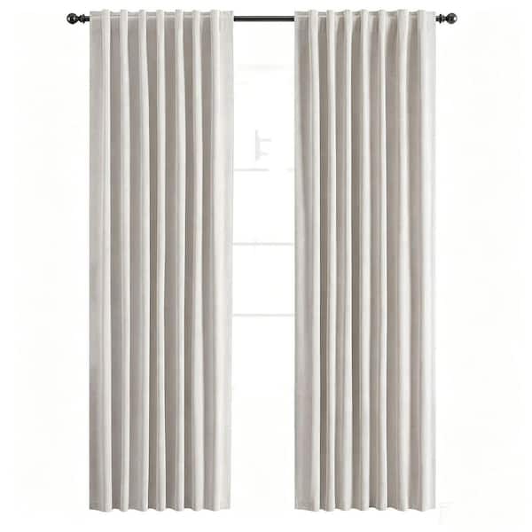 Ivory Polyester 42 in. W x 84 in. L Pinch Pleat 100% Blackout