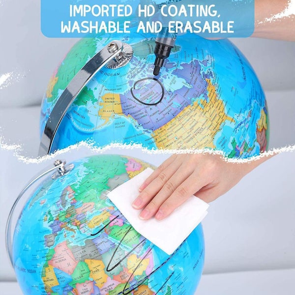 Angel Sar 12 in. x 8 in. Illuminated World Globe for Kids and