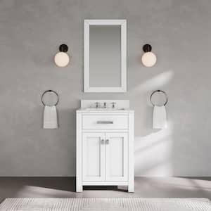 Madison 24 in. W x 21.5 in. D x 34 in. H Single Sink Bath Vanity in Pure White with Carrara White Marble Top