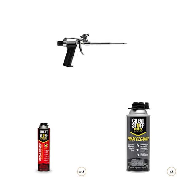 Pro 14 Foam Dispensing Gun, 24 oz. Gaps and Cracks Sealant (12-Count) and 12 oz. Gun Cleaner (2-Count) Combo