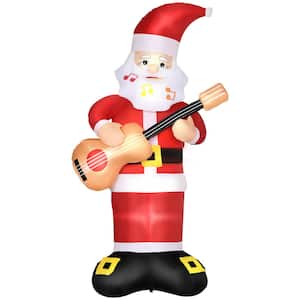 62 in. Pre-Lit Guitar-Playing Santa Claus with Musical Notes Beard Christmas Inflatable with LED Lights