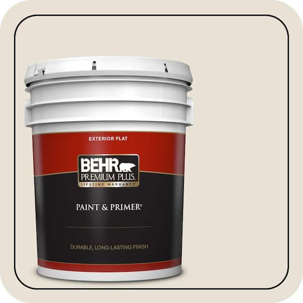 BEHR PREMIUM PLUS 5 gal. #BXC-62 Alabaster Flat Exterior Paint & Primer
