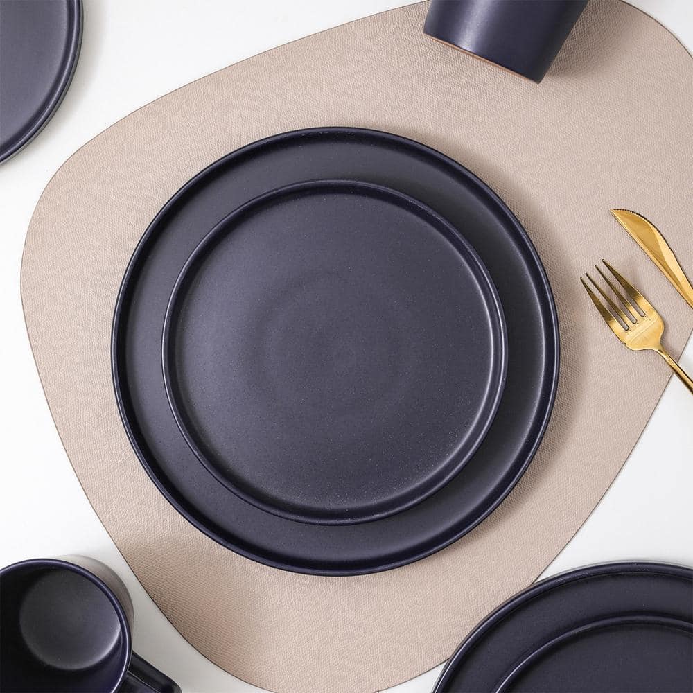 Dark Blue Ceramic Minimalist 16-Piece Mug Set