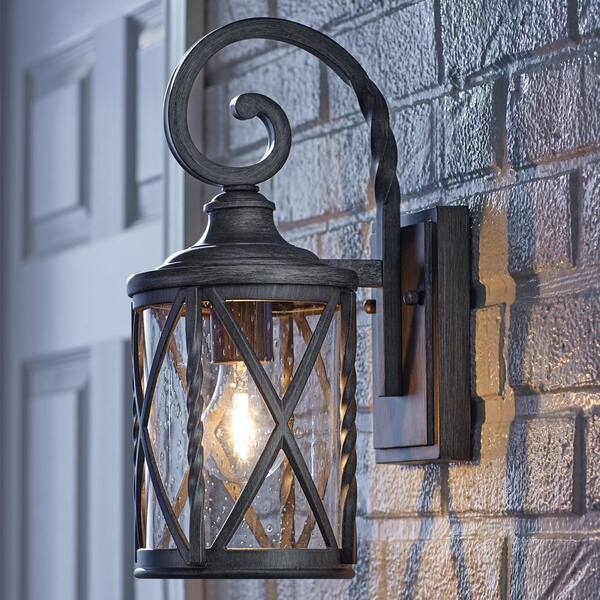 Outdoor Wall Lantern Sconce, Outdoor Wall Lantern Sconce With Seeded Glass