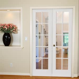 48 in. x 80 in. Craftsman Shaker 10-Lite Right Handed MDF Solid Core Double Prehung French Door