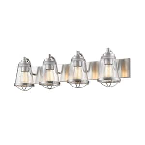 Mariner 32 in 4-Light Brushed Nickel Vanity Light with Glass Shade