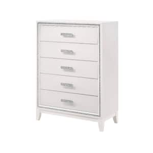 Haiden 5-Drawers White Finish Chest 50 in. x 17 in. x 35 in.