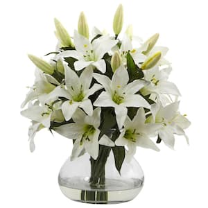Artificial Large Lily Arrangement with Vase