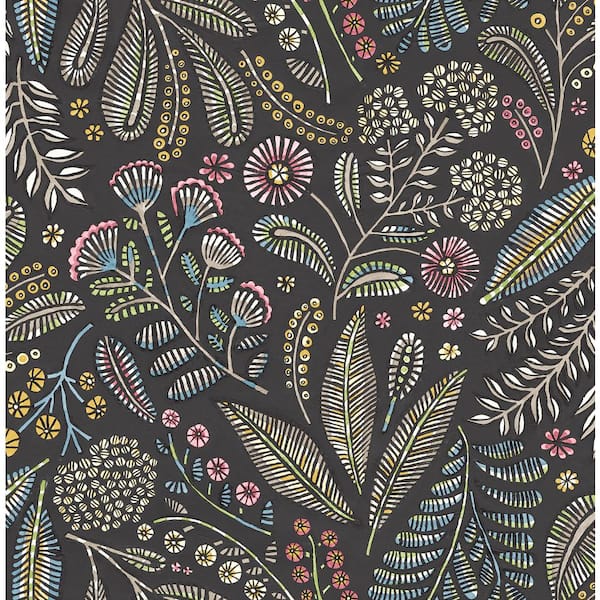 A-Street Prints Grey Briar Floral Wallpaper Sample
