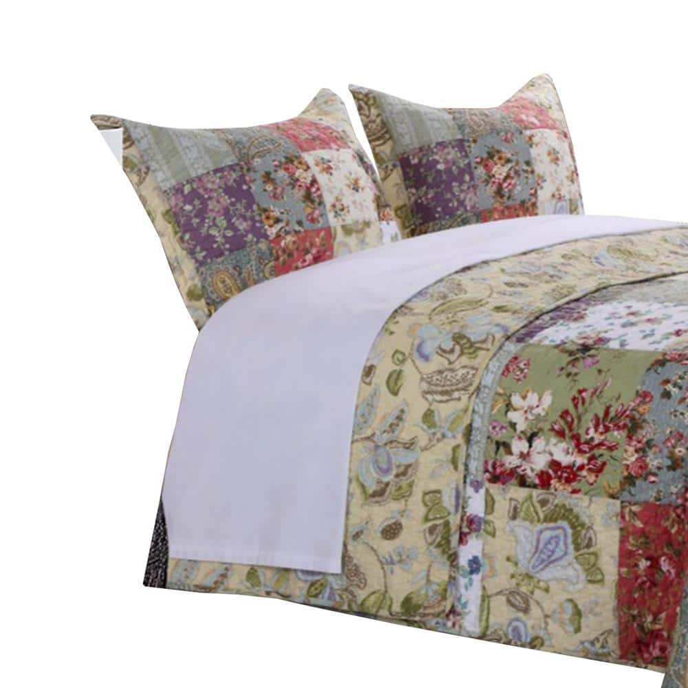Eiger Multicolor Jacobean Print Microfiber Queen Quilt Set
