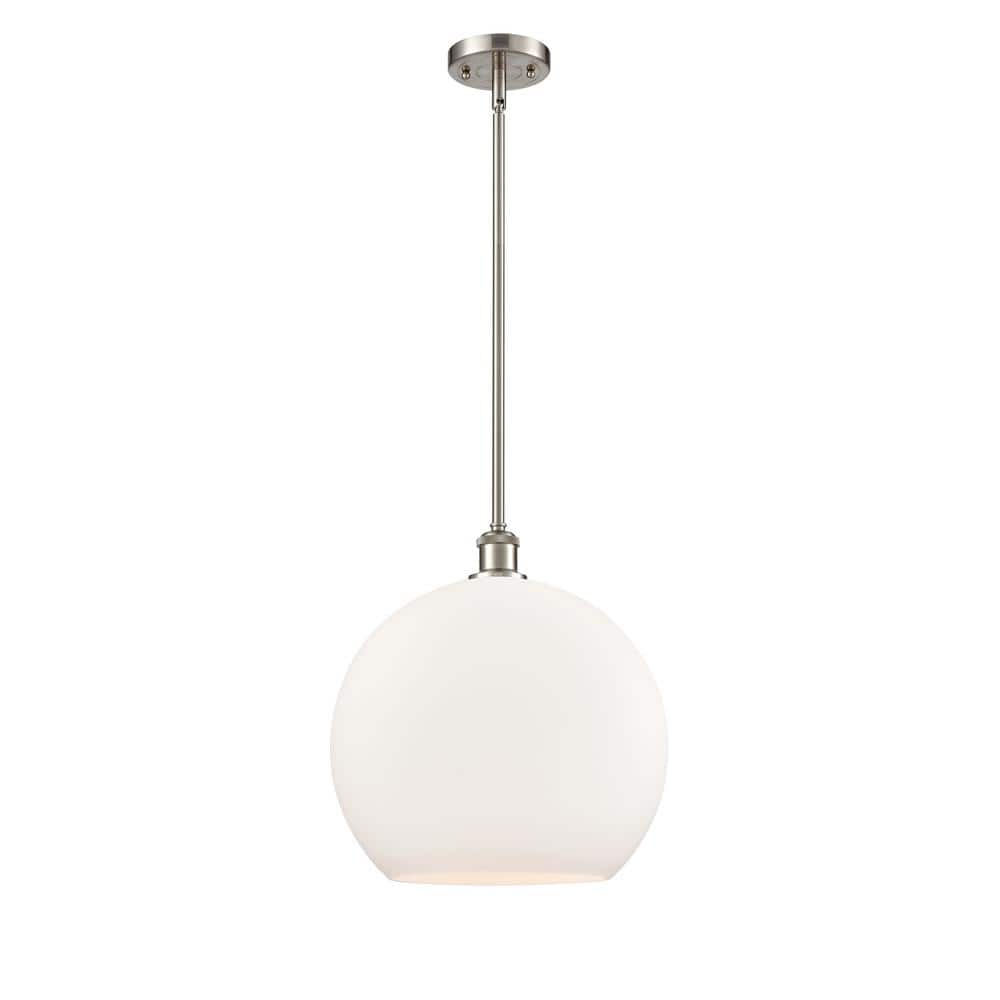 Athens 1-Light Brushed Satin Nickel Globe Pendant Light with Matte White Glass Shade price history on PriceWatchPro