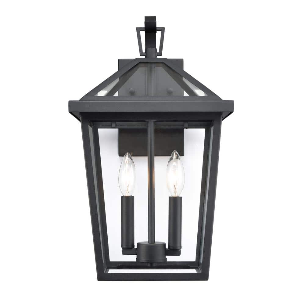 Mensun 2-Light 10 in. Wide Textured Black Transitional Outdoor Wall Lantern with Clear Glass price history on PriceWatchPro