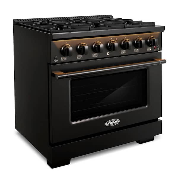 36 in. Vista Collection 5.4 cu. ft. Gas Range, 6 Burners, Convection Oven, LED Light Panel in Matte Black