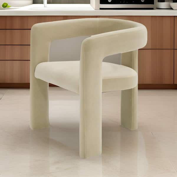 Benjara Beige Polyester Metal Frame Dining Chair