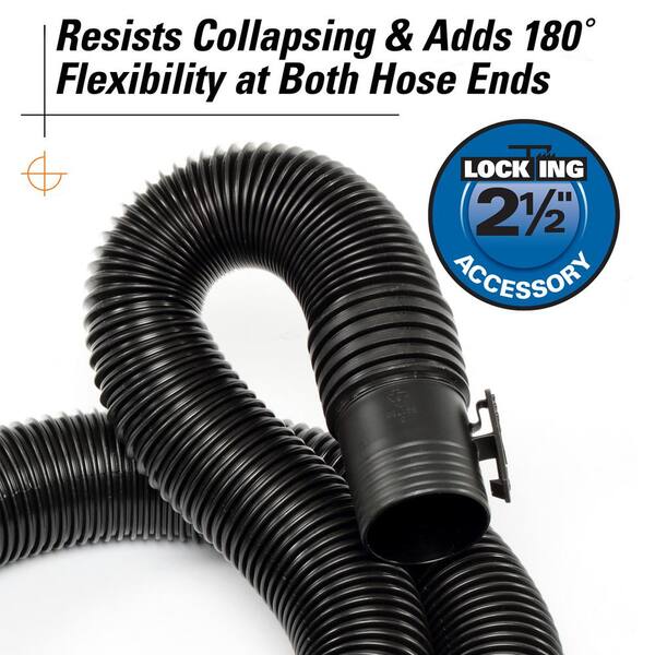 RIDGID Compatible 2-1/2" X 20' Dual-Flex Tug-A-Long Locking Vacuum Hose – Wet/Dry Shop Vac