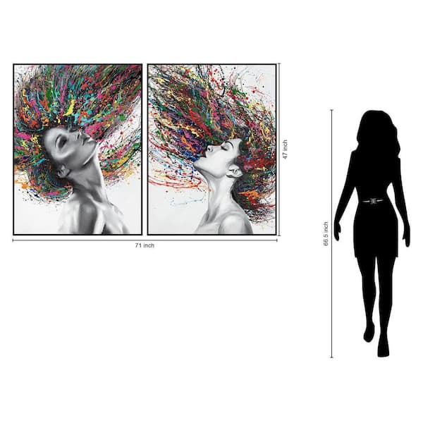 Classy Art 2-Piece Framed Mixed Media People Wall Art 47 in. x 35