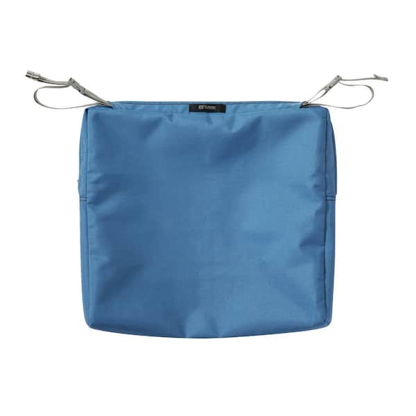 Ravenna Water-Resistant 17 in. x 15 in. x 2 in. Patio Seat Cushion Slip Cover, Empire Blue