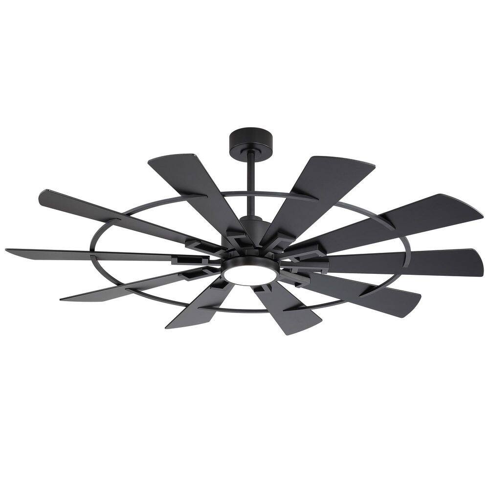 Vincent II 62 in. Windmill Black Ceiling Fan with LED Light, Black/Brown Blade, Downrod and Remote Included price history on PriceWatchPro