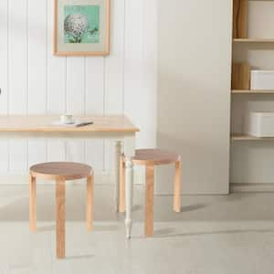 Mateo 18 in. Seat Height Round Backless Wood Stacking Stools - (Set of 2) - Blonde Oak