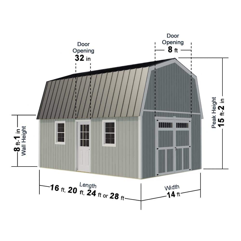 Pinewood 16 ft x 14 ft Gray Wood Storage Shed Kit with Windows