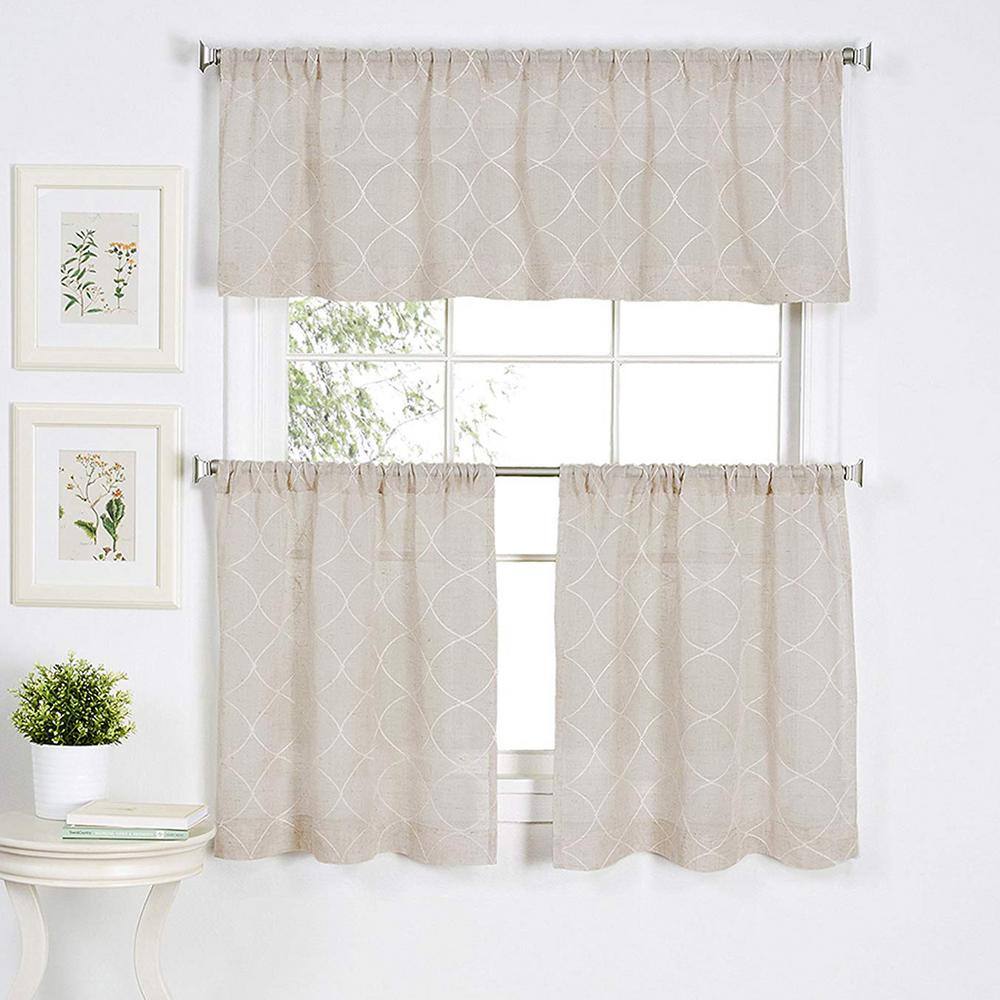 Ivory Linen Blend Rod Pocket Kitchen Tier Curtains