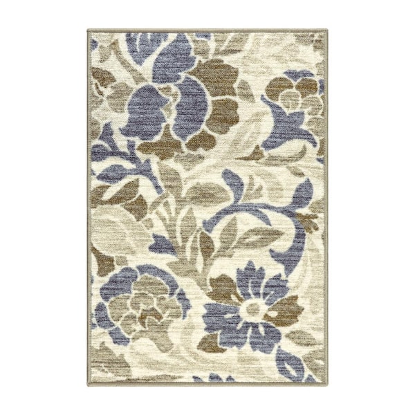 Roselyn 2 ft. x 3 ft.Beige Floral Indoor Non-Slip Area Rug